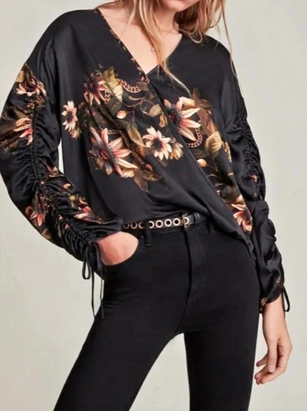 All Saints Preslie Avifauna Silk Blend Top